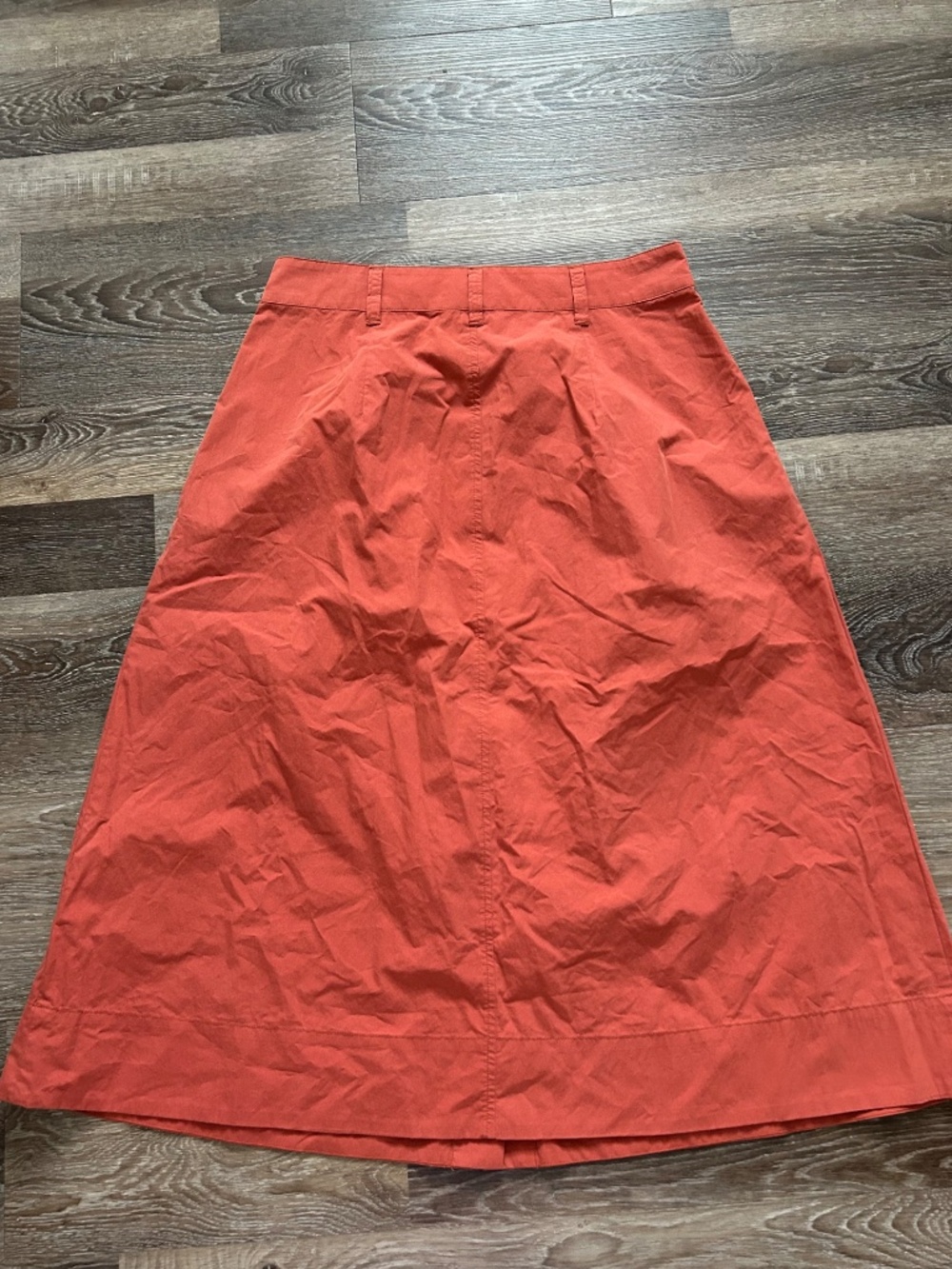 Madewell Poplin Pleated Button Front Midi Skirt NEW Sz 10 Russet Color - Picture 6 of 9